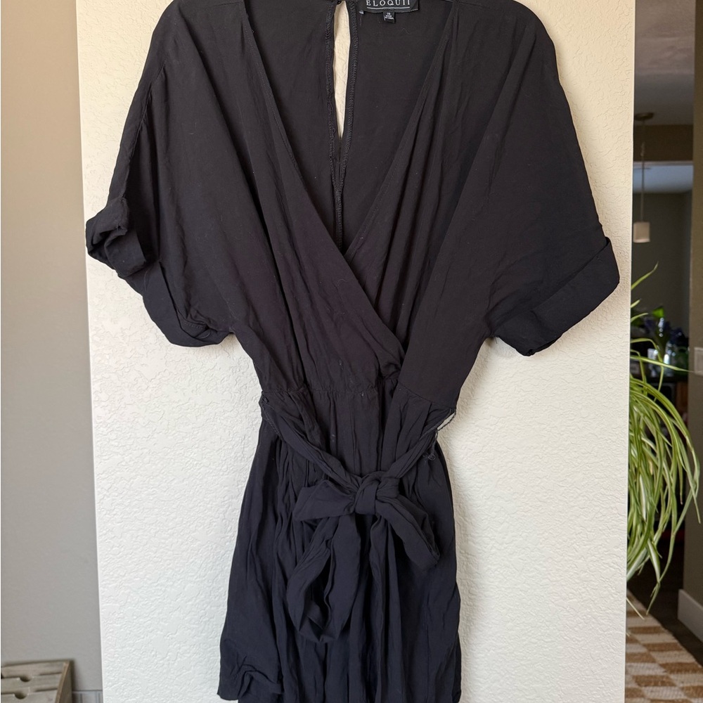 Eloquii Elegant Cap-Sleeve Black Romper